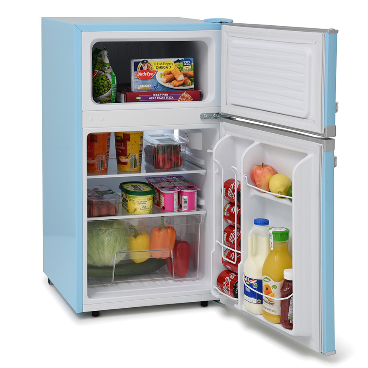 Montpellier MAB2035PB Undercounter Retro Fridge Freezer Pastel Blue