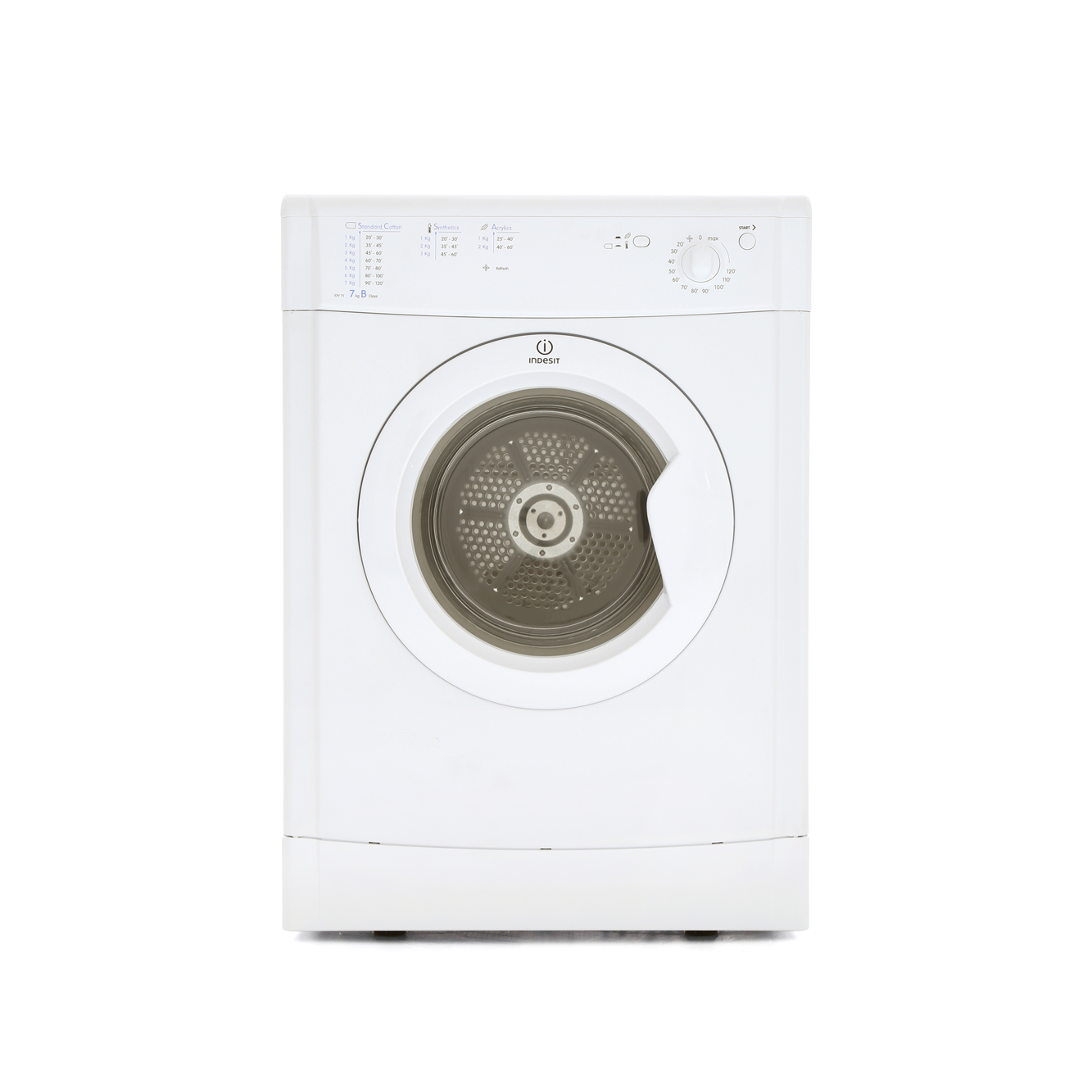 Indesit IDV75 Ecotime Vented Tumble Dryer, 7kg Load, B Energy Rating, White