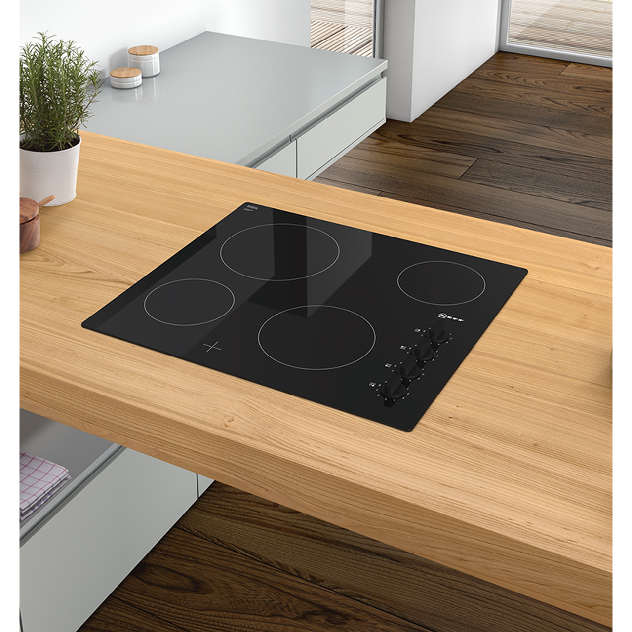 Neff T16CK40X0 Frameless 60cm Four Zone Ceramic Hob - Black Glass