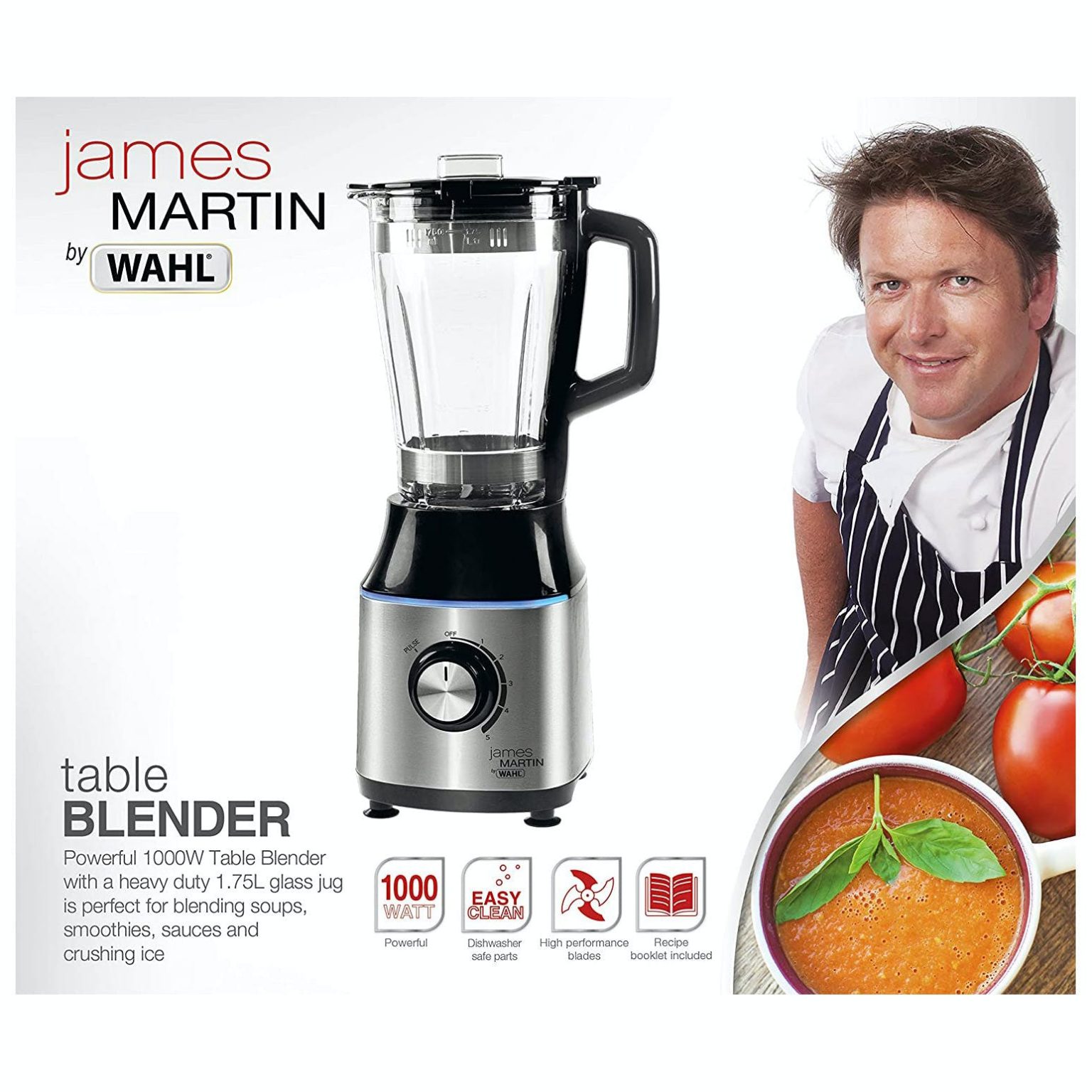 Wahl ZY024 James Martin 1.7L Jug Blender Stainless Steel