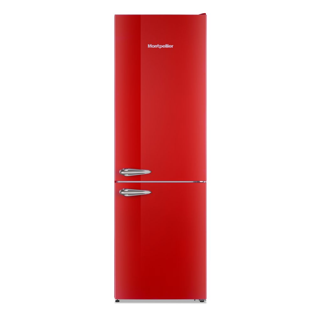 Montpellier MAB386R 59.5cm Freestanding Retro Frost Free Fridge Freezer Red