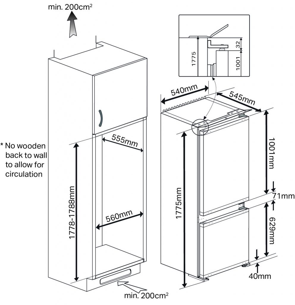 Montpellier MIFF701 70/30 Split Integrated Fridge Freezer