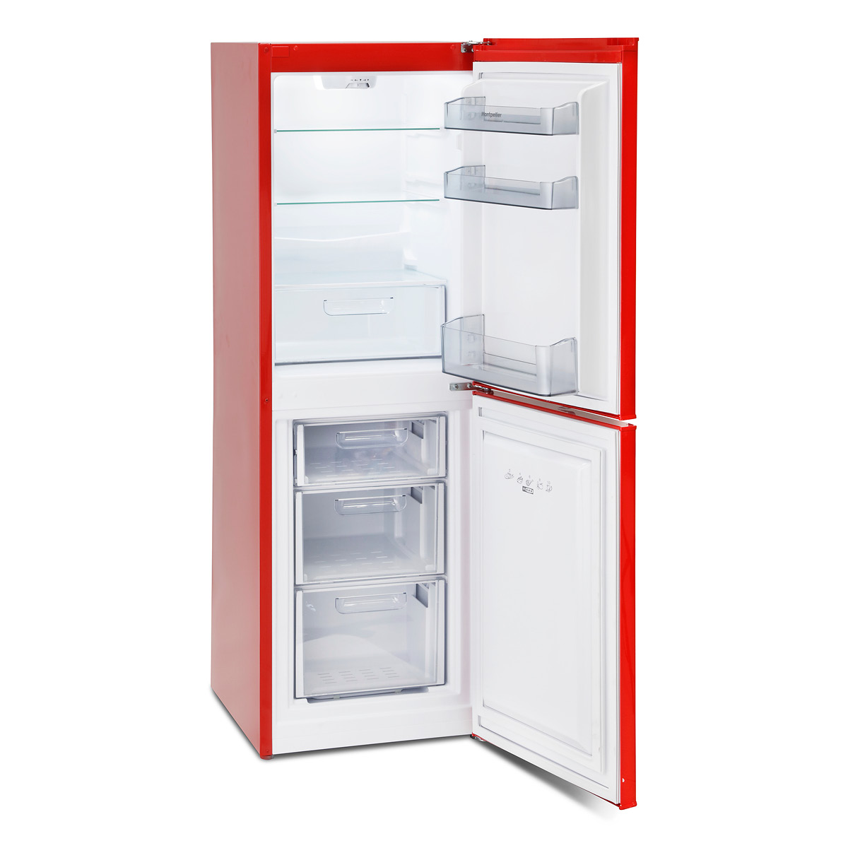 Montpellier MAB145R Freestanding Retro Style Fridge Freezer Red
