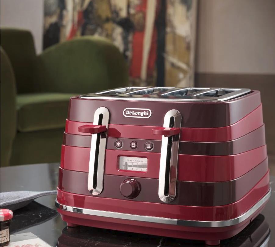Delonghi 4 slice toaster red sales