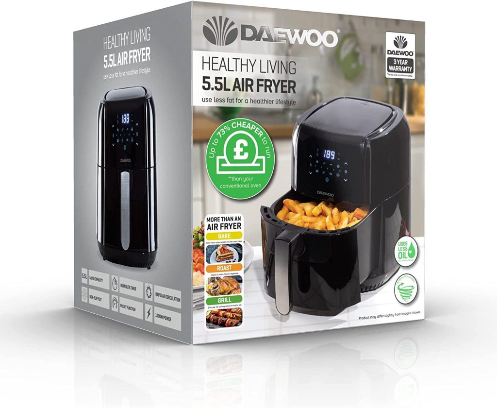 Daewoo SDA1804GE 5.5L Digital Air Fryer Black